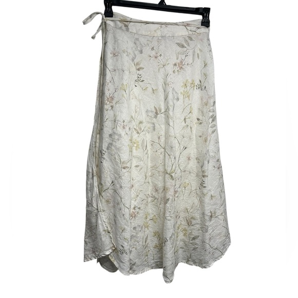 Three Dots 100% Linen Floral Wrap Skirt – Size M - Picture 1 of 10